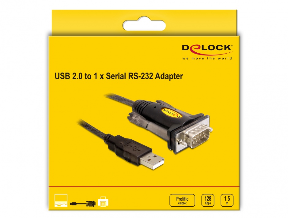 Imagine Cablu USB la Serial DB9 RS232 1.5m, Delock 61856