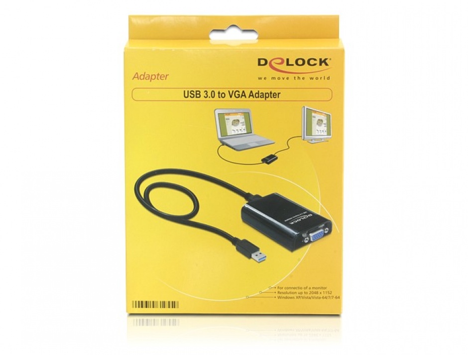 Imagine Adaptor USB 3.0 la VGA, Delock 61955