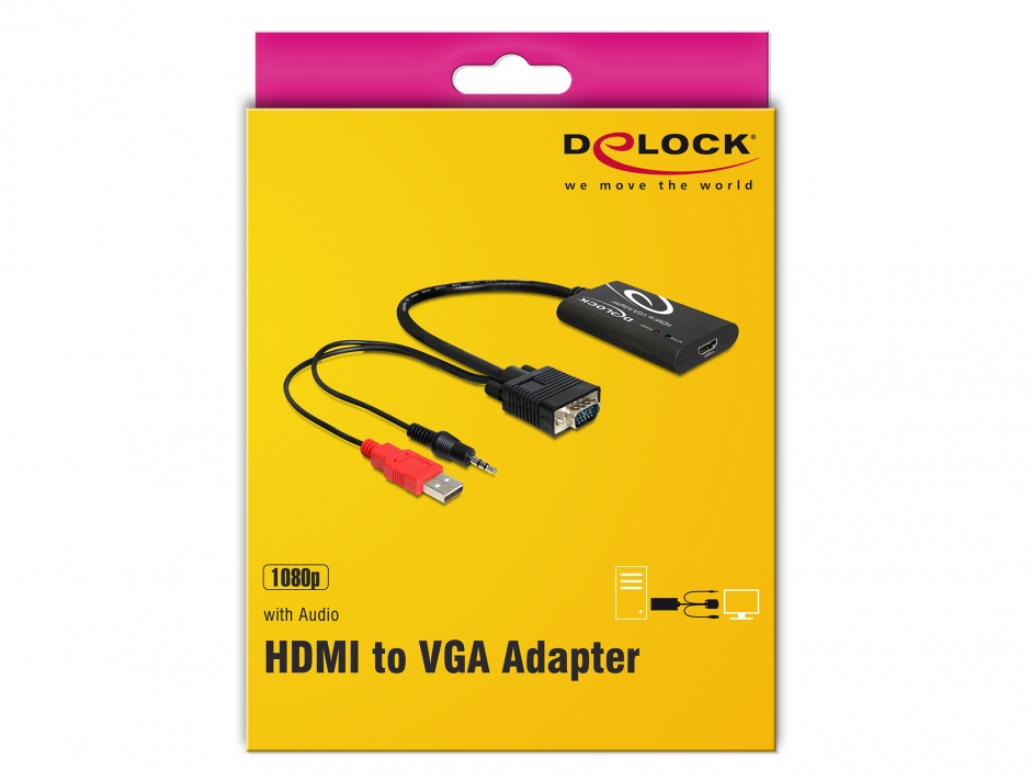 Imagine Convertor HDMI la VGA cu Audio, Delock 62407