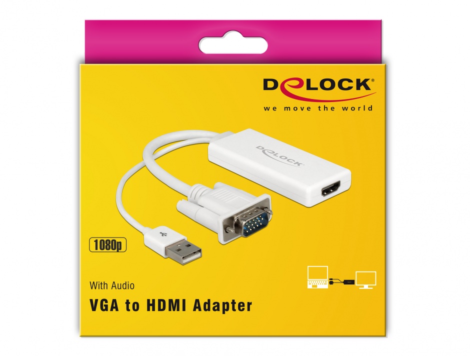 Imagine Convertor VGA la HDMI cu Audio Alb, Delock 62460
