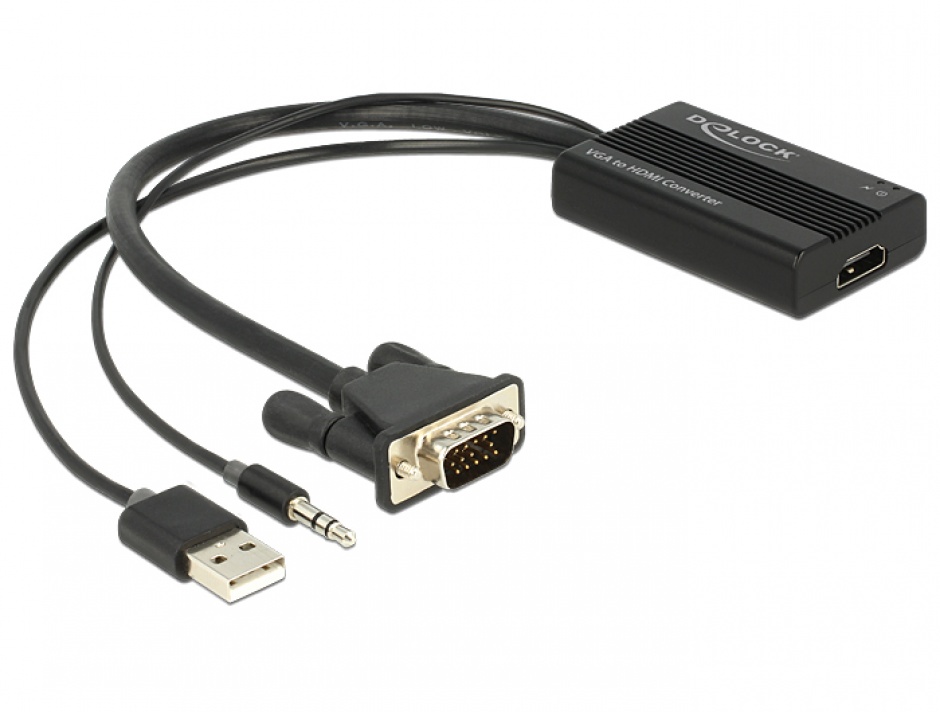Imagine Convertor VGA la HDMI cu Audio Negru, Delock 62597