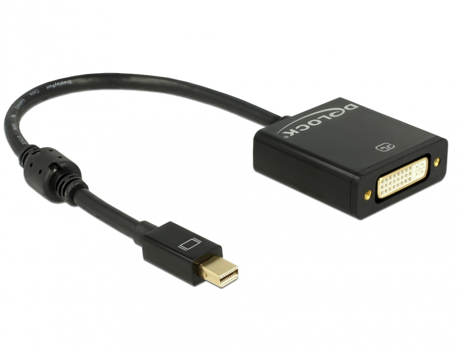 Imagine Adaptor mini Displayport la DVI T-M 1.2 4K Activ Negru, Delock 62603