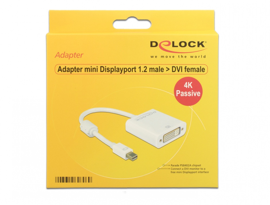 Imagine Adaptor mini Displayport la DVI T-M 1.2 4K Pasiv Alb, Delock 62606