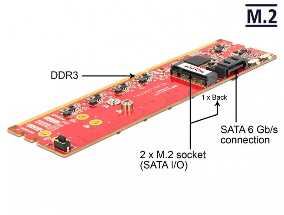 Imagine Adaptor DDR3 la Dual SATA 6Gb/s RAID Module - 2 x M.2 NGFF, Delock 62622
