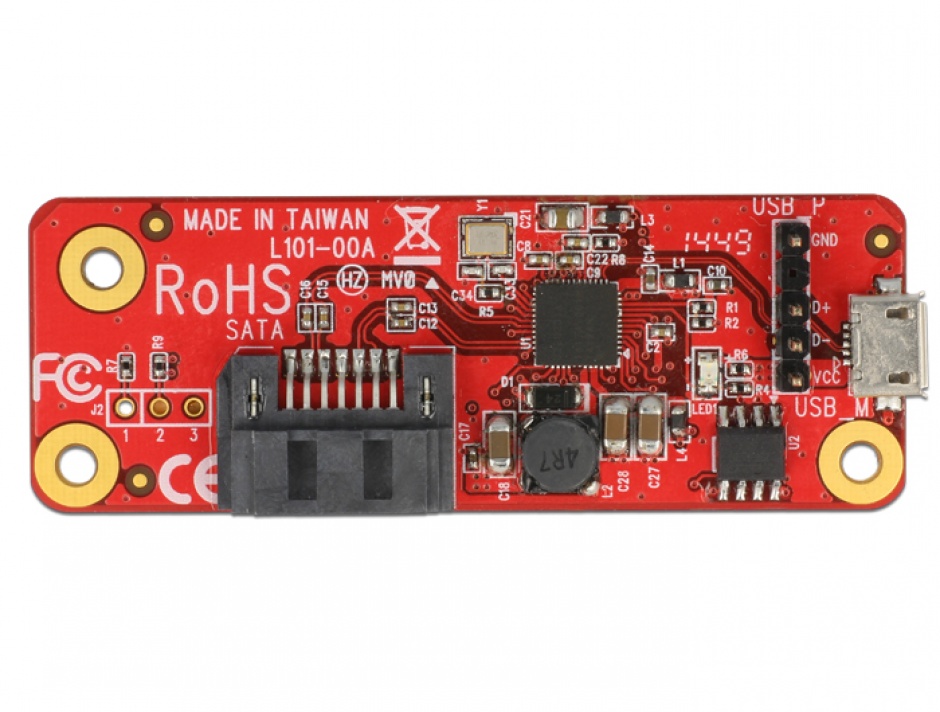 Imagine Convertor Raspberry Pi Micro USB-B la SATA 7 pini, Delock 62626