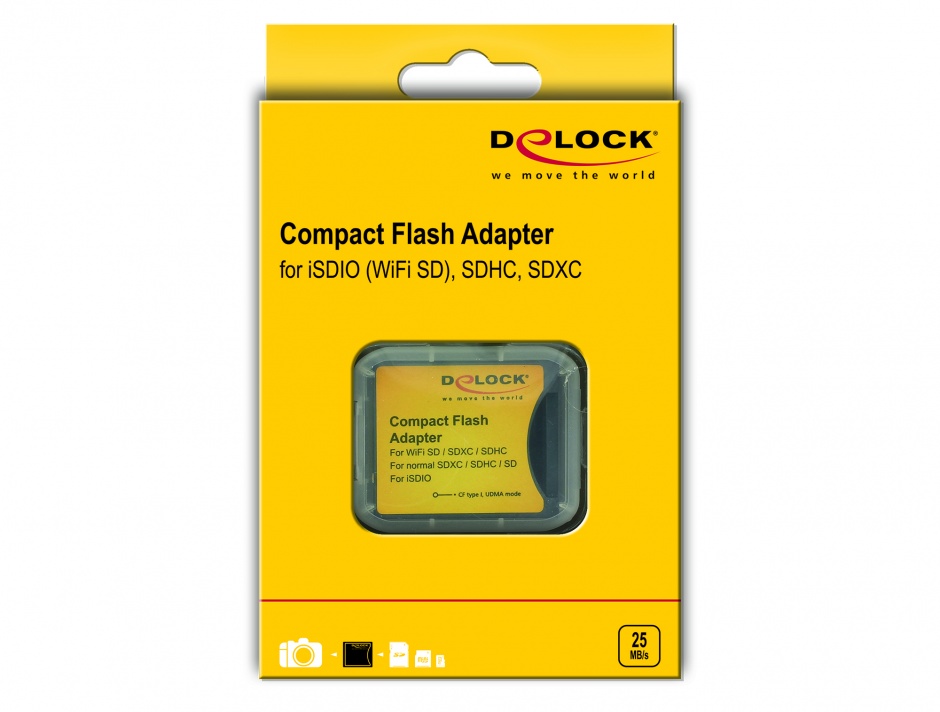 Imagine Adaptor Compact Flash tip I la iSDIO (WiFi SD), SDHC, SDXC, Delock 62637