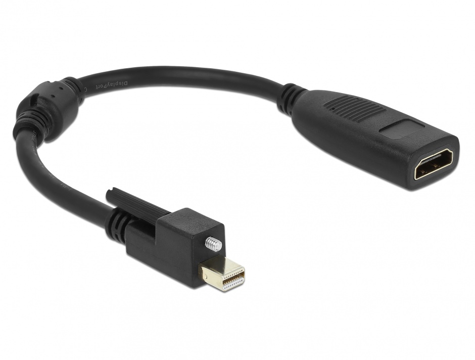 Imagine Adaptor mini Displayport 1.2 la HDMI prindere cu surub T-M 4K Activ, Delock 62640