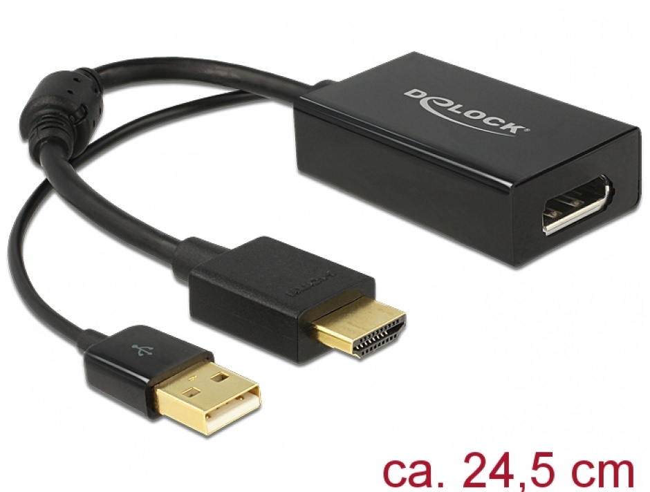 Imagine Adaptor HDMI la Displayport 1.2 4K Negru T-M, Delock 62667