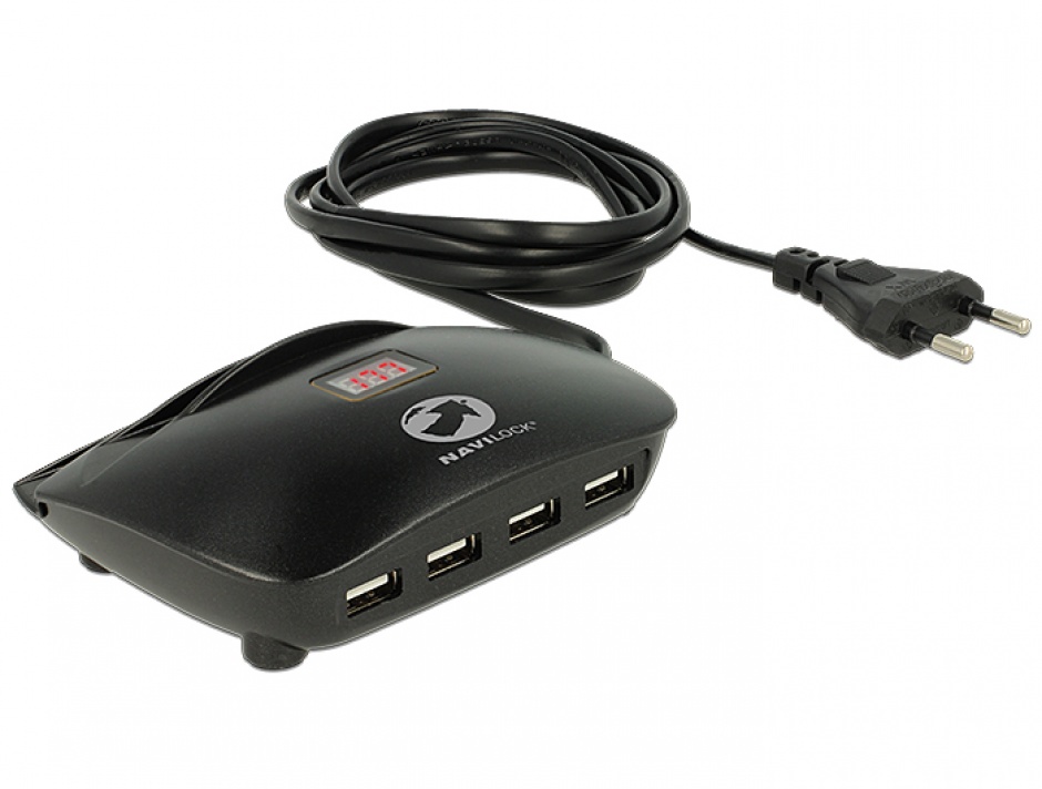 Imagine Incarcator priza (Statie de incarcare) 4 porturi + 2 x Suport Smartphone / Tableta si indicator LED 