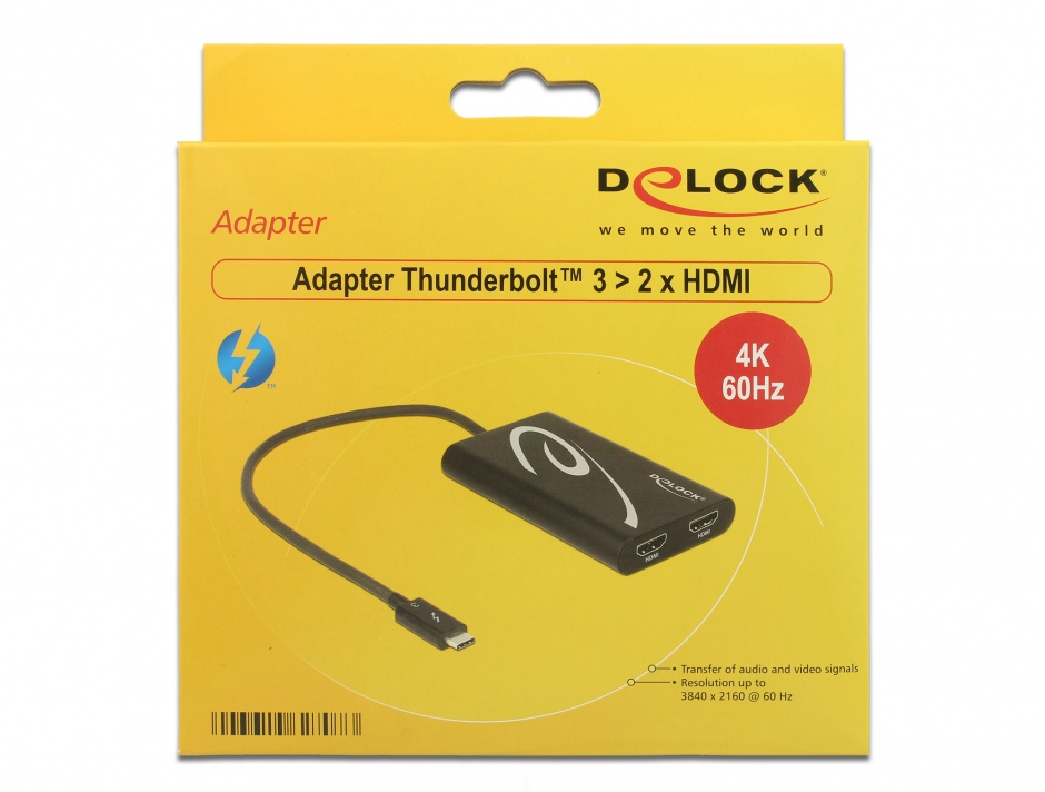 Imagine Adaptor Thunderbolt 3 la 2 x HDMI 4K 30 Hz, Delock 62707