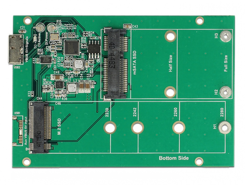 Imagine Adaptor micro USB-B 3.1 la M.2 SSD key B / mSATA cu rack extern 2.5", Delock 62731