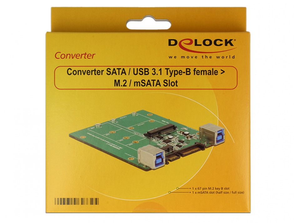 Imagine Convertor SATA / USB 3.1-B la M.2 / mSATA, Delock 62732 