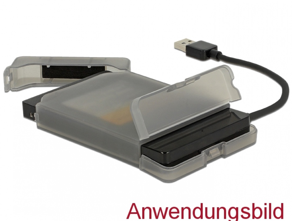 Imagine Adaptor USB 3.0 la SATA III pentru HDD 2.5" cu carcasa protectie 15cm, Delock 62742