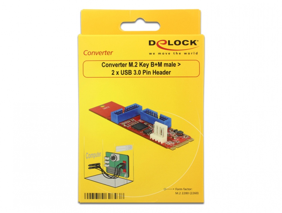 Imagine Adaptor M.2 Key B+M la 2 x USB 3.0 Pin Header, Delock 62843