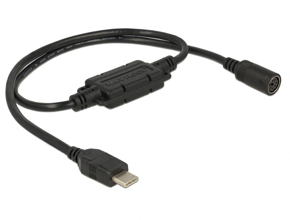 Imagine Cablu MD6 socket serial la USB tip C 2.0 52cm, Navilock 62879
