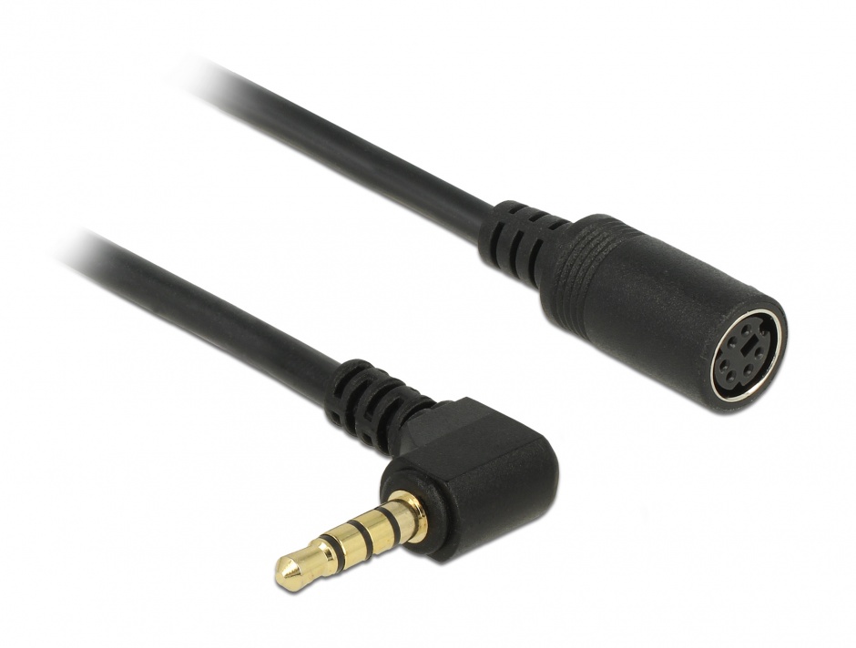 Imagine Cablu MD6 socket serial la jack 3.5 mm 4 pini unghi 90 grade TTL (5 V) 52cm, Navilock 62880