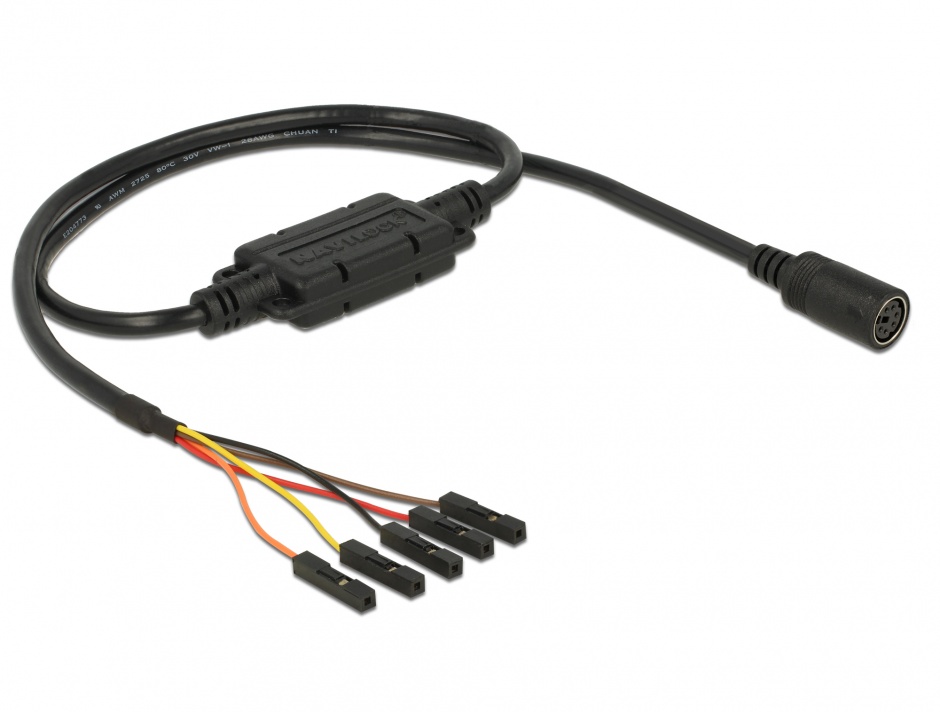 Imagine Cablu MD6 socket serial la 5 pini pitch 2.54 mm TTL (5 V) 52cm, Navilock 62883