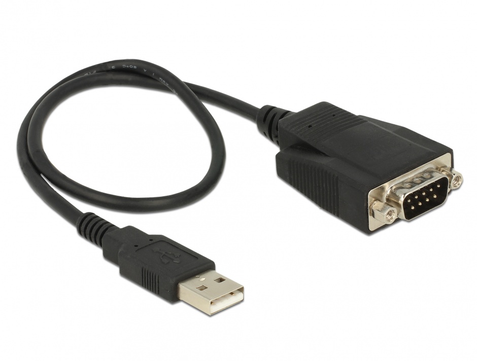 Imagine Adaptor USB la Serial RS-232 DB9 FTDI cu protectie ESD 35cm, Delock 62958