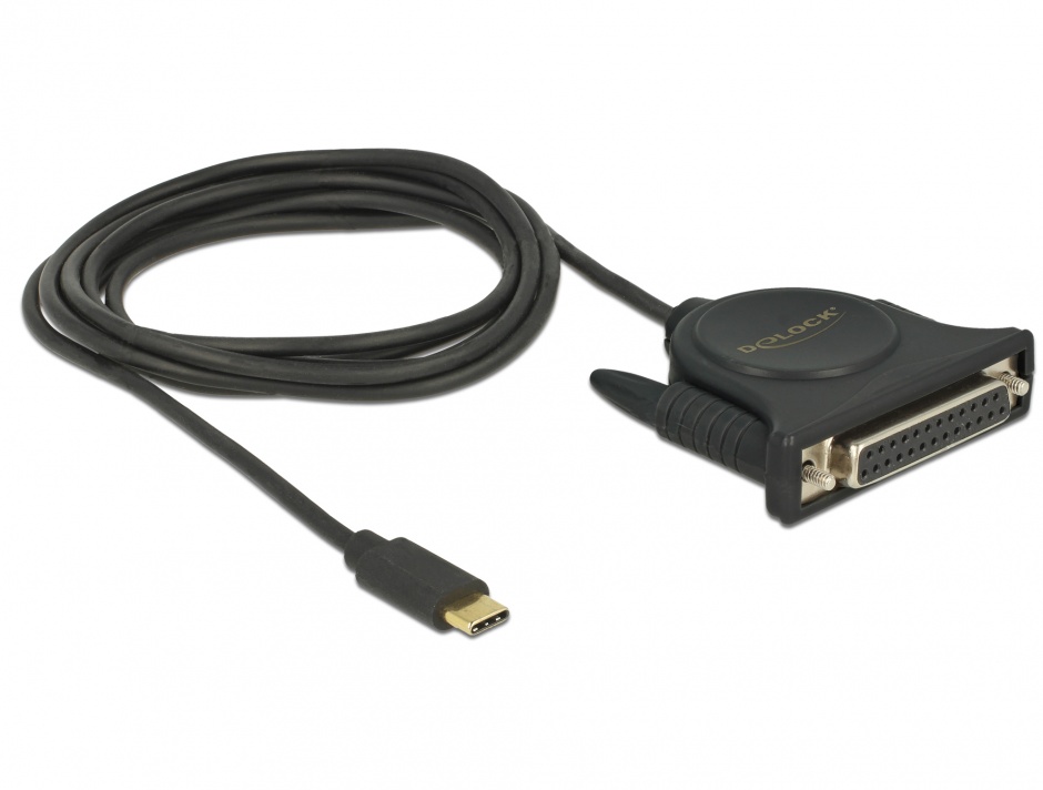 Imagine Adaptor USB tip C la paralel DB 25, Delock 62980