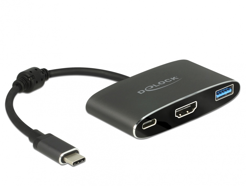 Imagine Adaptor USB tip C la HDMI (DP Alt Mode) 4K 30 Hz + USB-A + PD (power delivery), Delock 62991