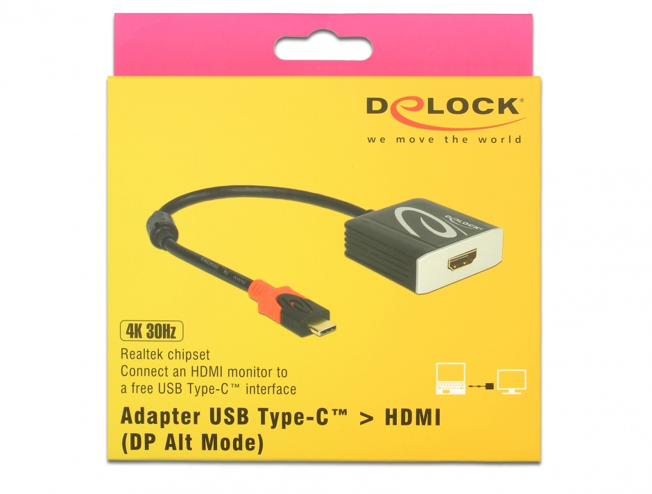 Imagine Adaptor USB tip C la HDMI T-M 4K 30 Hz (DP Alt Mode), Delock 62999