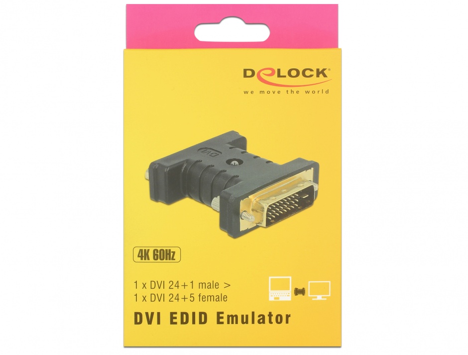 Imagine Adaptor DVI 24+1 pini la DVI 24+5 pini T-M EDID Emulator, Delock 63313