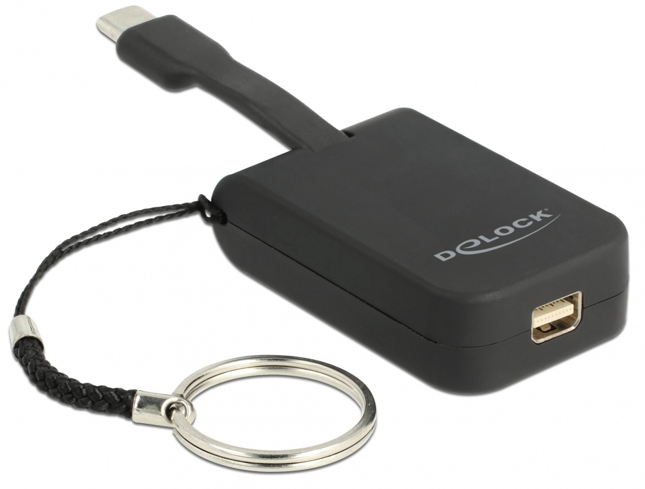 Imagine Adaptor USB-C la mini DisplayPort (DP Alt Mode) 4K 60Hz T-M pentru breloc, Delock 63939