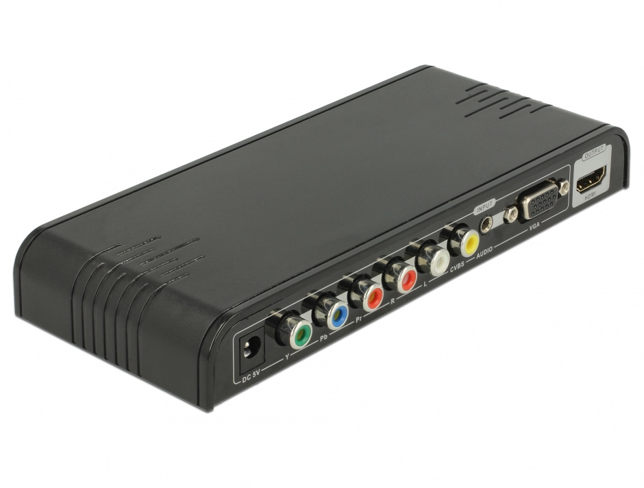 Imagine Convertor CVBS / YPbPr / VGA la HDMI cu Scalare, Delock 63963