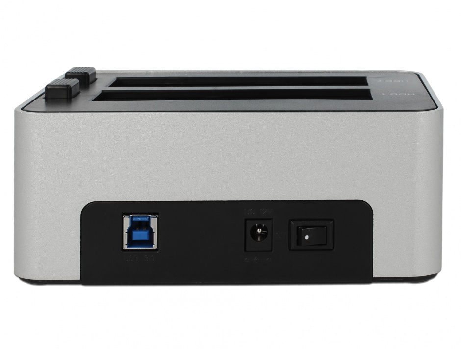 Imagine Dual Docking Station 2 x SATA HDD / SSD la USB 3.0 functie de Clona carcasa metalica, Delock 63991