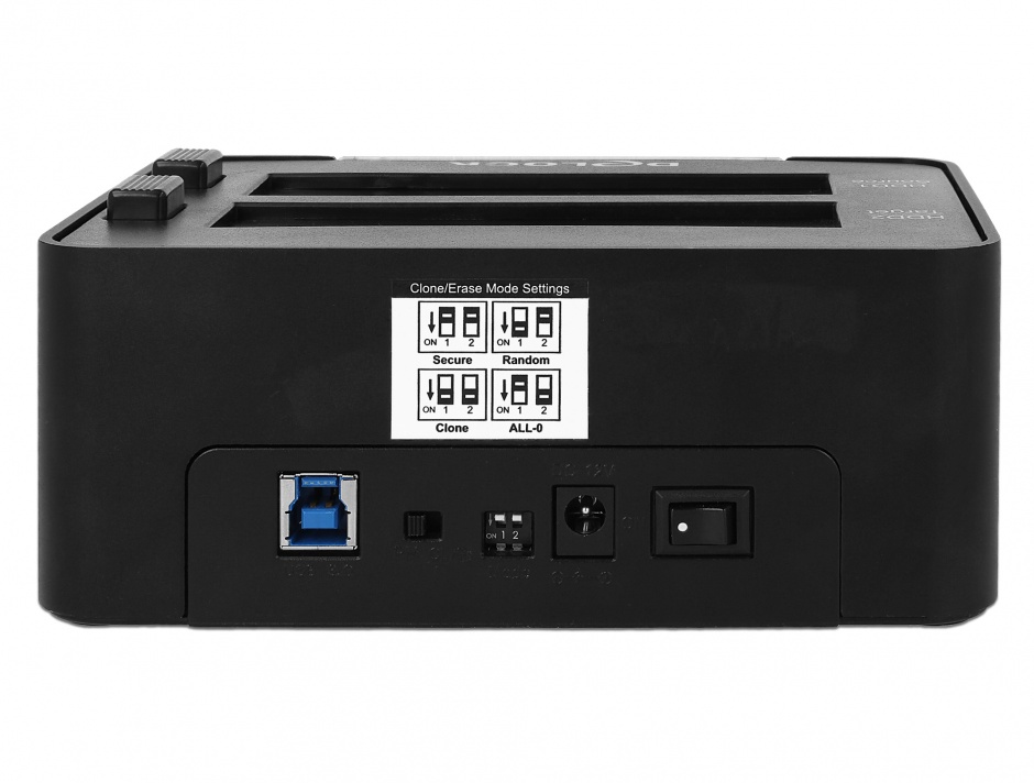 Imagine Docking Station Dual USB 3.0 pentru 2 x SATA HDD/SSD functie de Clona/Erase metalic, Delock 63992