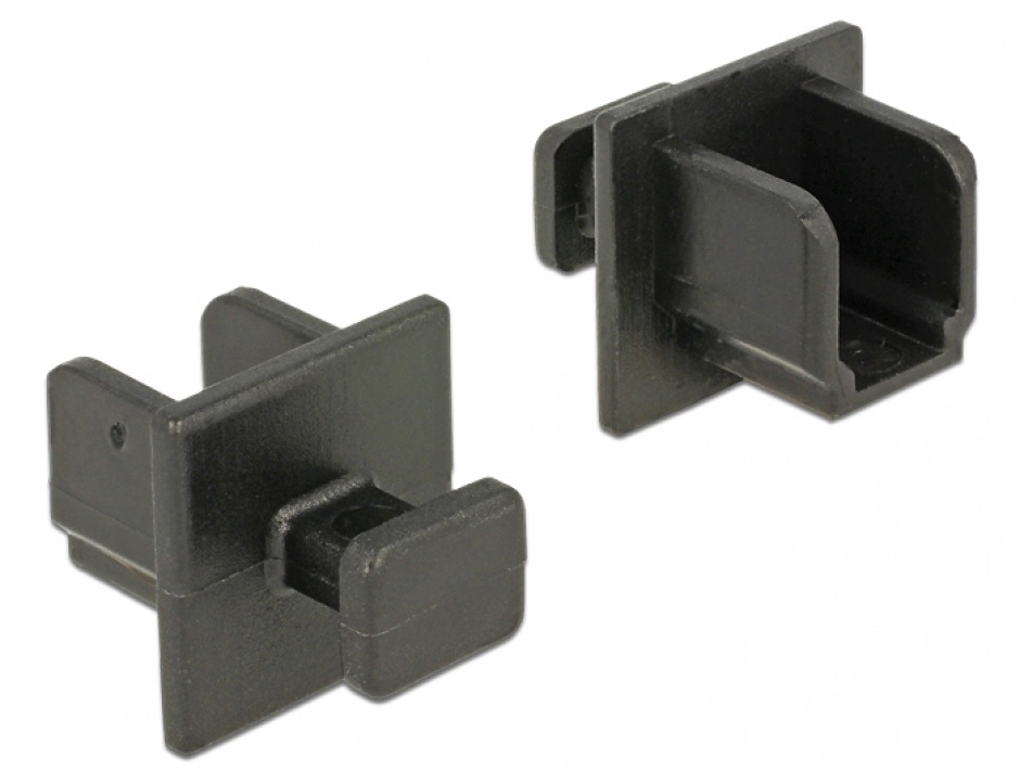 Imagine Protectie impotriva prafului pentru conector USB-B 3.0 mama cu prindere set 10 buc Negru, Delock 64010