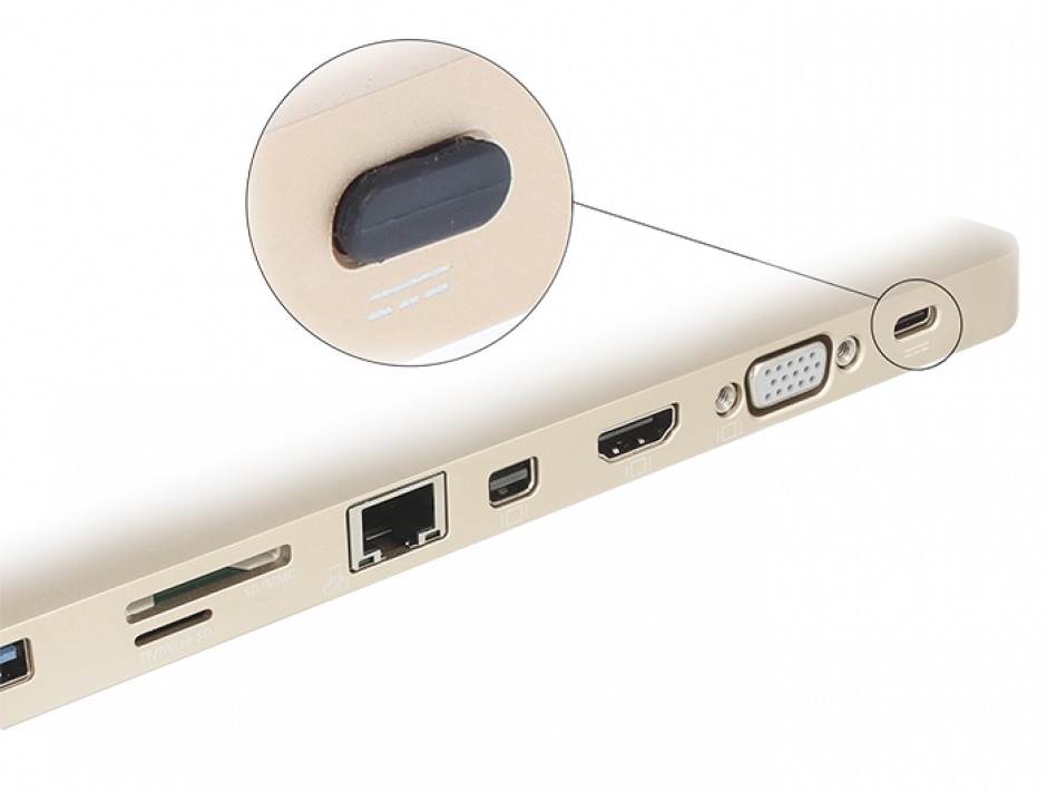 Imagine Protectie impotriva prafului pentru conector USB-C Negru set 10 buc, Delock 64014