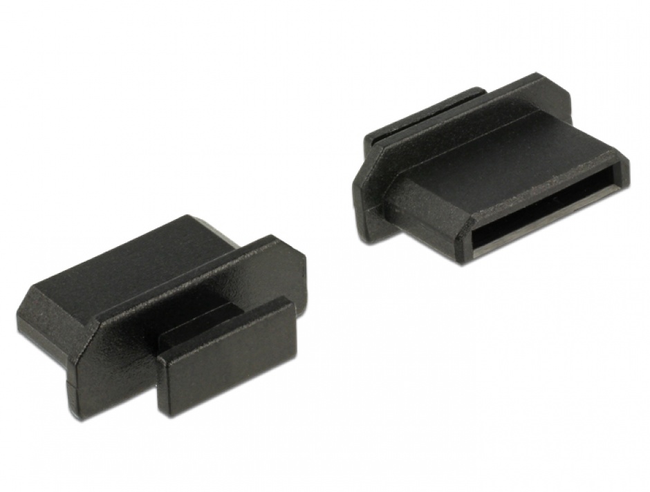 Imagine Protectie impotriva prafului pentru conector mini HDMI-C mama cu prindere Negru set 10 buc, Delock 64027