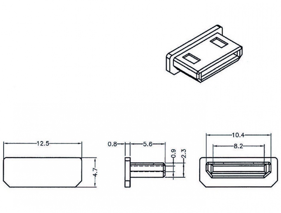 Imagine Protectie impotriva prafului pentru conector mini HDMI-C Negru set 10 buc, Delock 64028