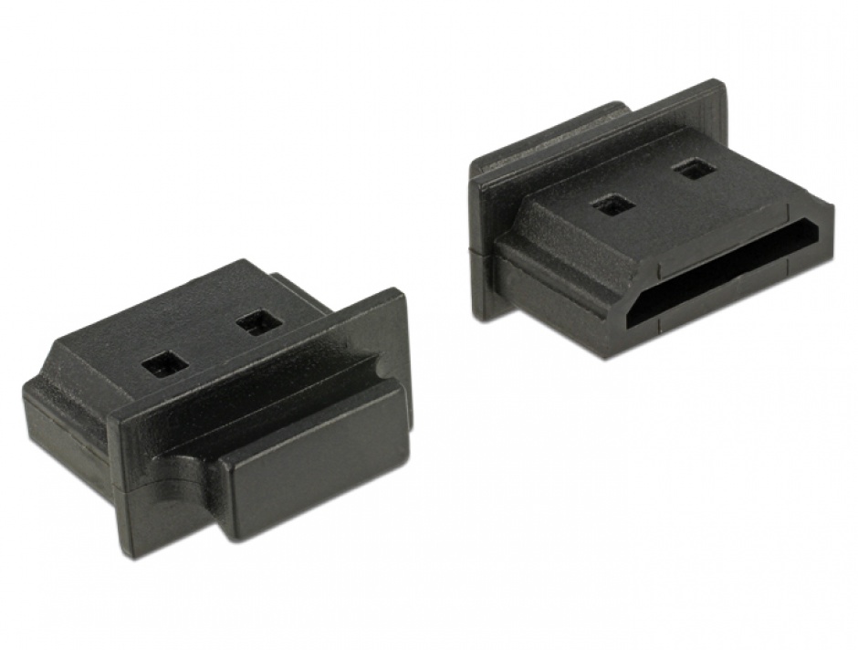 Imagine Protectie impotriva prafului pentru conector HDMI-A mama cu prindere Negru set 10 buc, Delock 64029