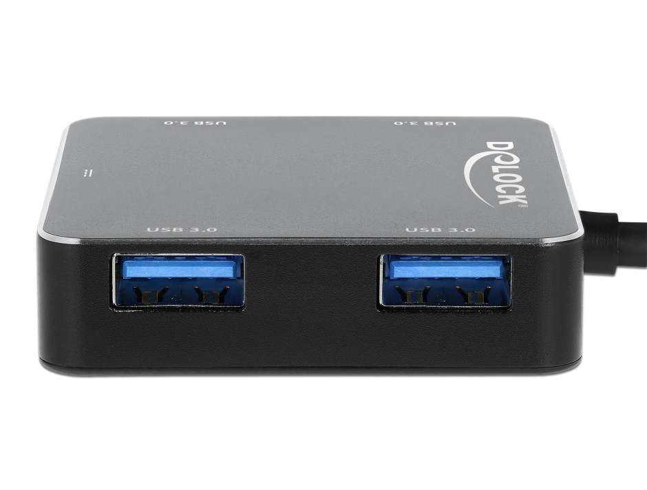 Imagine HUB USB 3.1-C la 4 x USB-A + PD (Power Delivery) Negru, Delock 64044 
