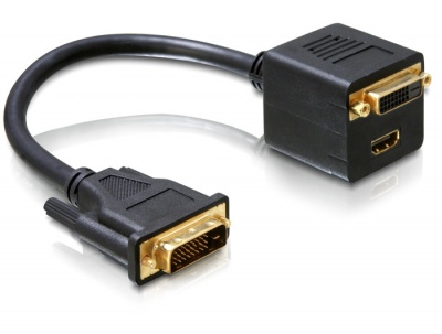Imagine Cablu spliter DVI-D Dual Link la 1 x HDMI si 1 x DVI , Delock 65057