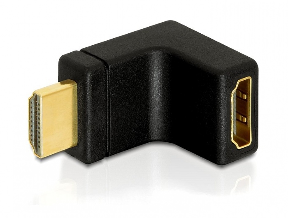 Imagine Adaptor HDMI T - M unghi 90 grade in sus, Delock 65072