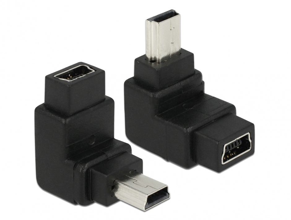 Imagine Adaptor mini USB 5pini T-M, unghi 90 grade, Delock 65096