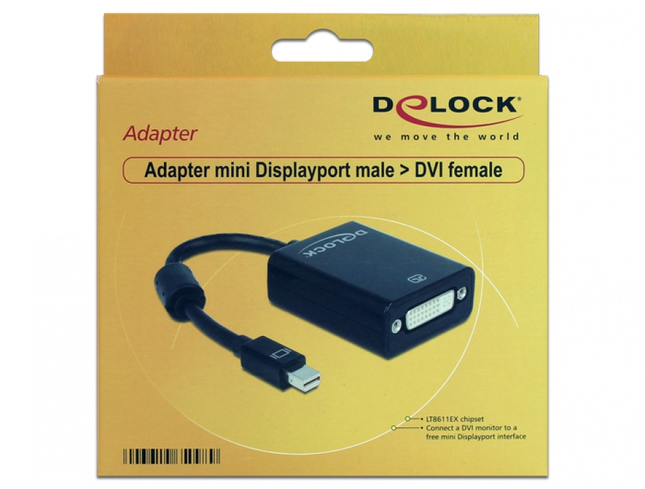 Imagine Adaptor mini Displayport la DVI 24+5 pasiv Negru T-M, Delock 65098