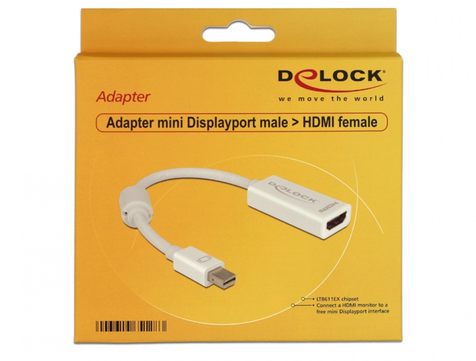 Imagine Adaptor mini Displayport la HDMI pasiv Alb T-M, Delock 65128