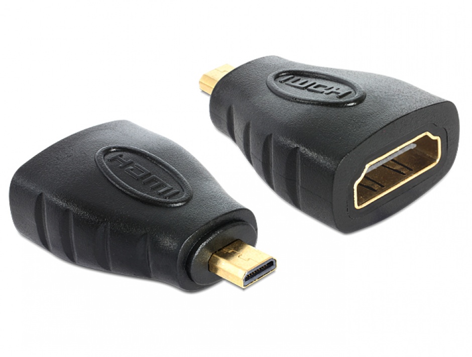 Imagine Adaptor HDMI la micro HDMI-D M-T Negru,  Delock 65242