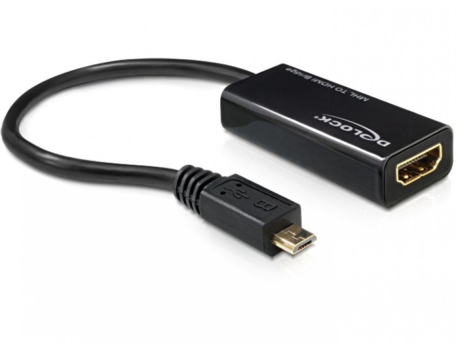 Imagine Adaptor MHL la HDMI + USB micro-B 5 pini (Samsung S2), Delock 65314
