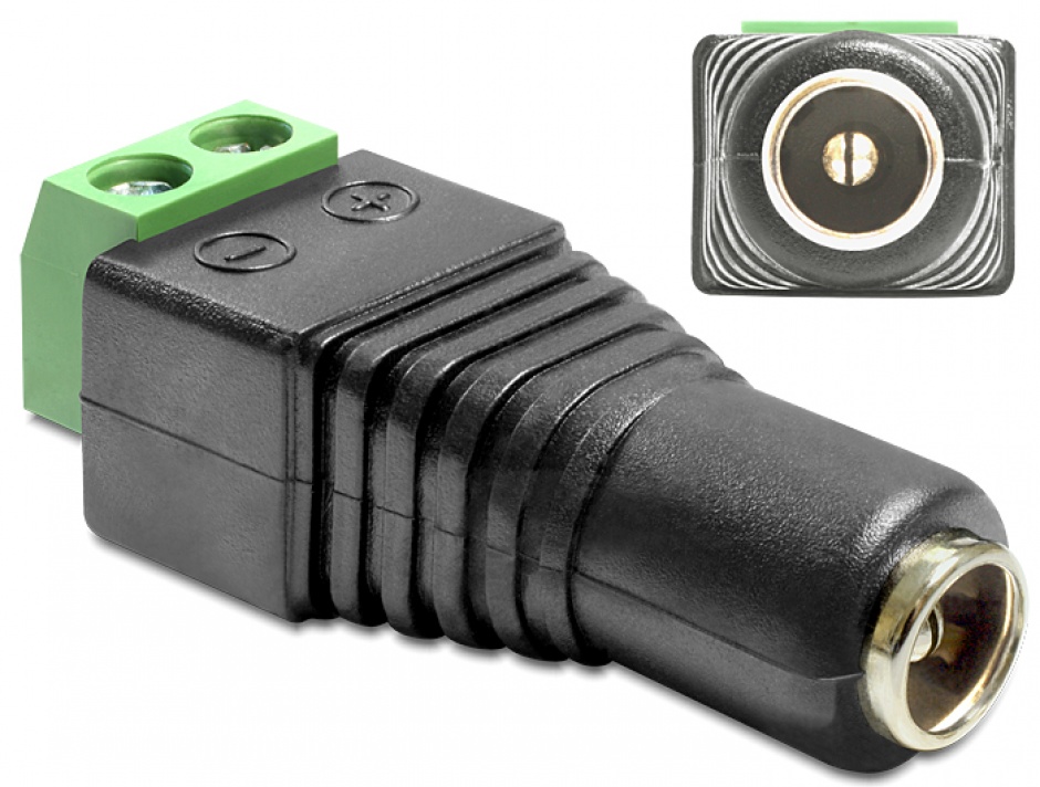 Imagine Adaptor DC 2.1 x 5.5 mm Mama la Bloc Terminal 2 pini, Delock 65421