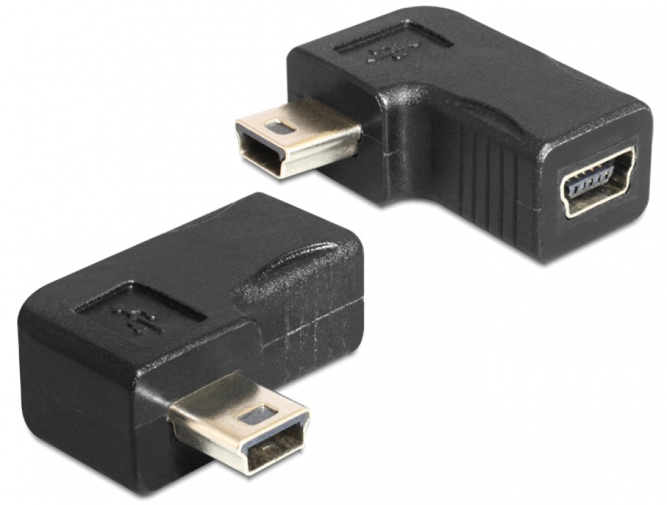 Imagine Adaptor mini USB-B 5 pini T-M unghi 90 grade, Delock 65448