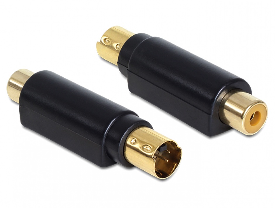Imagine Adaptor S-Video mini DIN tata 4 pini la 1x RCA mama, Delock 65491
