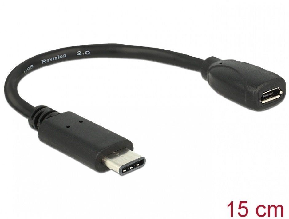 Imagine Adaptor USB tip C la micro-B 2.0 15cm T-M, Delock 65578 