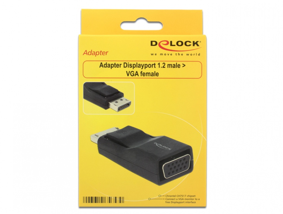 Imagine Adaptor Displayport 1.2 la VGA T-M negru, Delock 65653
