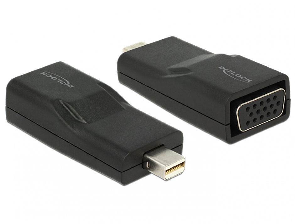 Imagine Adaptor mini Displayport 1.2 la VGA T-M negru, Delock 65654