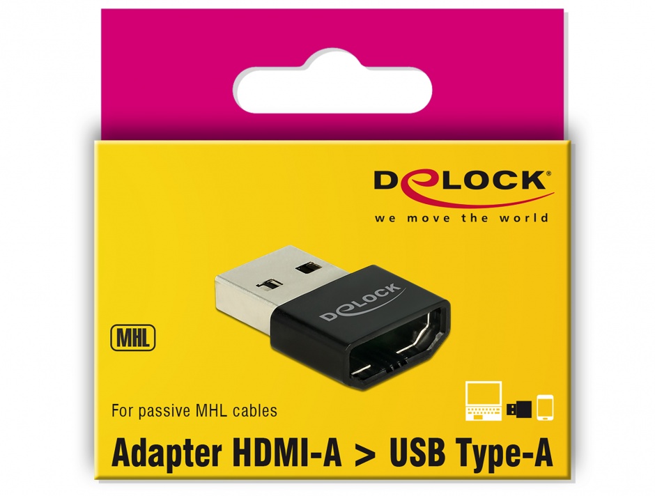 Imagine Adaptor HDMI la USB-A M-T pentru MHL Negru, Delock 65680